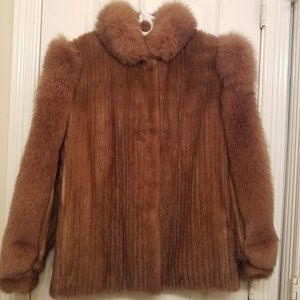 Mink Car Coat with Fox Trim